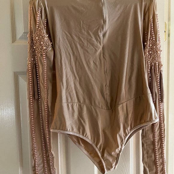 A Star is Born Gold Embellished Fringe Bodysuit - Picture 3 of 3